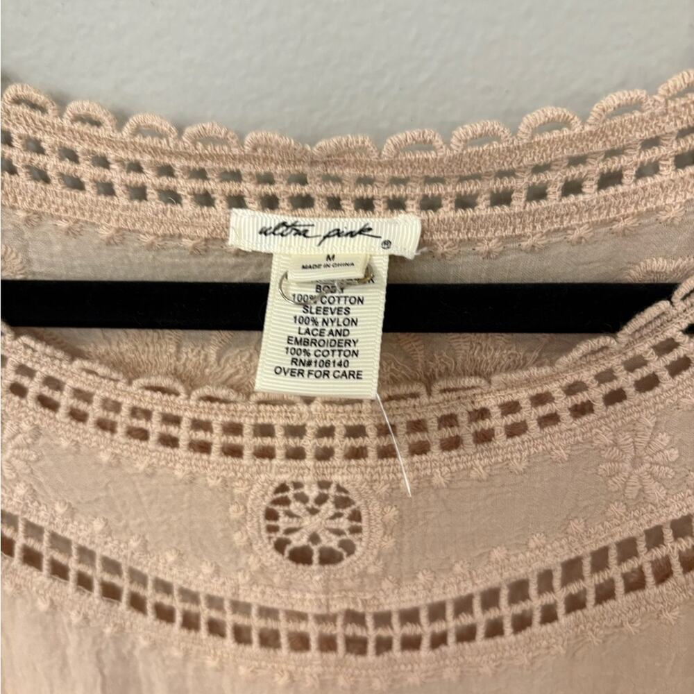 Boho Nude Color Medium Sheer Top by Ultra Pink New Without Tags - Picture 3 of 5